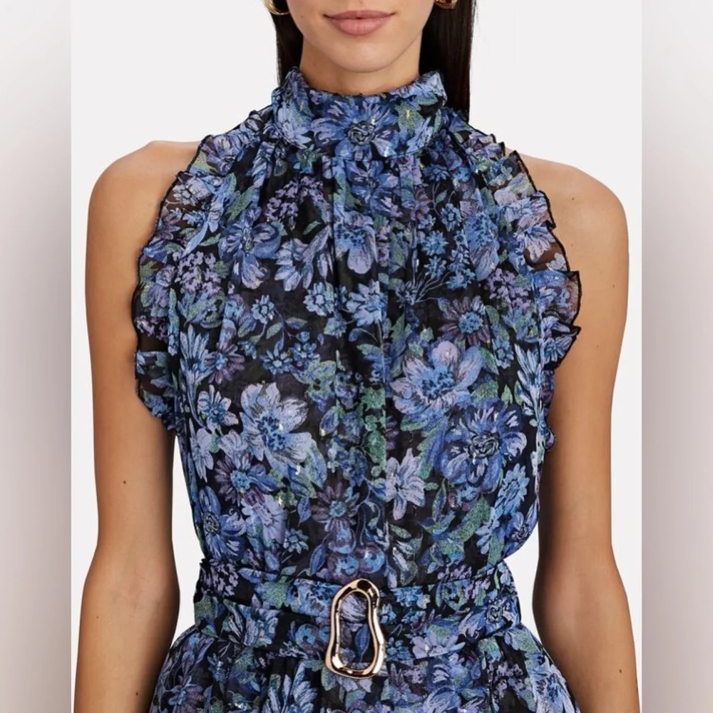 Sabina Musayev Diamanda Belted Floral Maxi Dress Sz M (can fit Small). Rare! - Picture 3 of 11